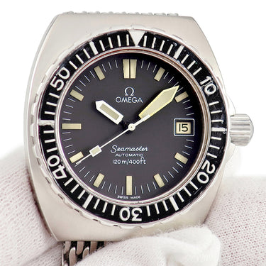 腕時計 オメガ OMEGA シーマスター 120 ベビープロプロフ 166.0250 自動巻き メンズ OH済 ヴィンテージ ブラック 回転ベゼル デイト