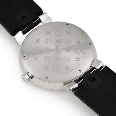 腕時計 ルイヴィトン LOUIS VUITTON タンブール スリム GM QA145Z クオーツ メンズ 新品同様 純正11Pダイヤ モノグラム ブラック 黒