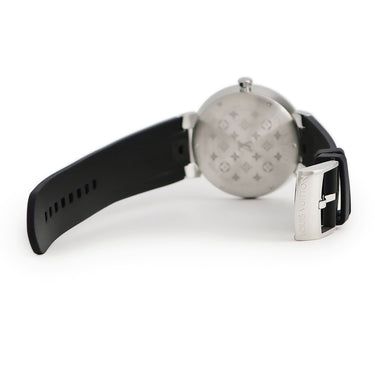 腕時計 ルイヴィトン LOUIS VUITTON タンブール スリム GM QA145Z クオーツ メンズ 新品同様 純正11Pダイヤ モノグラム ブラック 黒