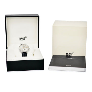 腕時計 モンブラン Montblanc ヘリテイジ スピリット ムーンフェイズ 111620 自動巻き メンズ デイト シルバー バー ローマン