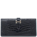 エルメス HERMES ベアンスフレ ブルーマリン アリゲーター 長財布 シルバー金具 紺 クロコ 二つ折り財布