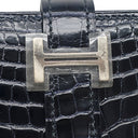 エルメス HERMES ベアンスフレ ブルーマリン アリゲーター 長財布 シルバー金具 紺 クロコ 二つ折り財布