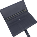 エルメス HERMES ベアンスフレ ブルーマリン アリゲーター 長財布 シルバー金具 紺 クロコ 二つ折り財布