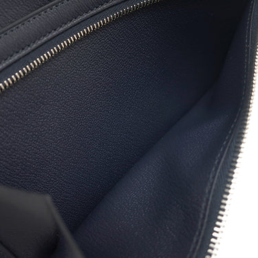 エルメス HERMES ベアンスフレ ブルーマリン アリゲーター 長財布 シルバー金具 紺 クロコ 二つ折り財布