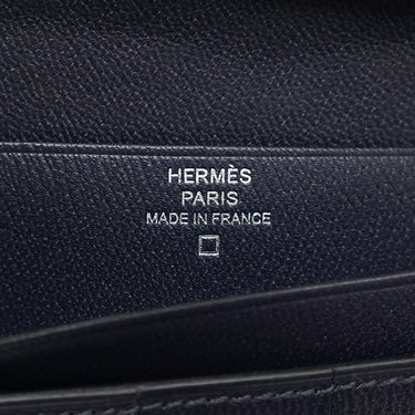 エルメス HERMES ベアンスフレ ブルーマリン アリゲーター 長財布 シルバー金具 紺 クロコ 二つ折り財布