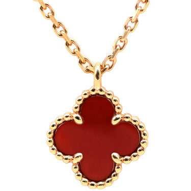 ヴァンクリーフアーペル Van Cleef & Arpels スウィート アルハンブラ ペンダント VCARN59M00 赤Xローズゴールド K18RG カーネリアン ネックレス 赤 Au750 18K