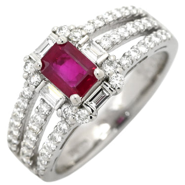 ノンブランド NON BRAND ルビー ダイヤリング プラチナシルバー Pt900 ルビー ダイヤモンド リング 指輪 レッド 赤 11号