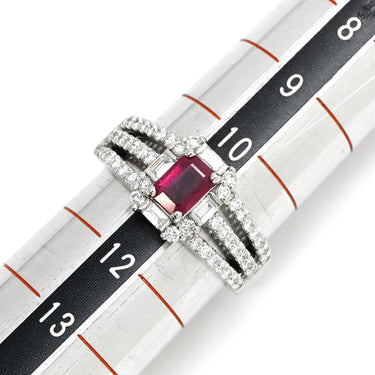 ノンブランド NON BRAND ルビー ダイヤリング プラチナシルバー Pt900 ルビー ダイヤモンド リング 指輪 レッド 赤 11号