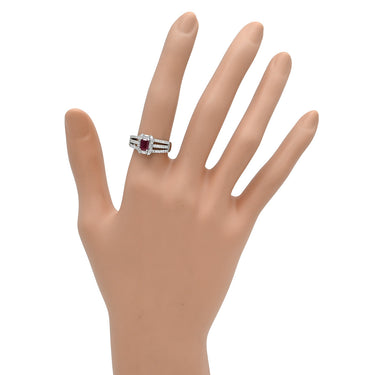 ノンブランド NON BRAND ルビー ダイヤリング プラチナシルバー Pt900 ルビー ダイヤモンド リング 指輪 レッド 赤 11号