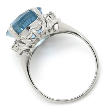 ノンブランド NON BRAND アクアマリン ダイヤリング プラチナシルバー Pt900 アクアマリン リング 指輪 青 ライトブルー 水色 14号
