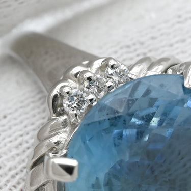 ノンブランド NON BRAND アクアマリン ダイヤリング プラチナシルバー Pt900 アクアマリン リング 指輪 青 ライトブルー 水色 14号