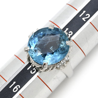 ノンブランド NON BRAND アクアマリン ダイヤリング プラチナシルバー Pt900 アクアマリン リング 指輪 青 ライトブルー 水色 14号