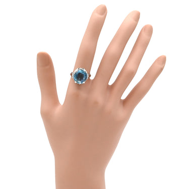 ノンブランド NON BRAND アクアマリン ダイヤリング プラチナシルバー Pt900 アクアマリン リング 指輪 青 ライトブルー 水色 14号