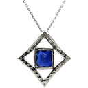 ノンブランド NON BRAND サファイア ダイヤペンダント プラチナシルバー Pt900 サファイア ダイヤモンド Pt850(チェーン) ネックレス 青 ブルー