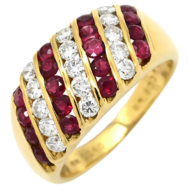 ゲインズボロウ GAINSBOROUGH レッド×イエローゴールド K18YG ルビー ダイヤモンド リング 指輪 赤 ゲインズボロー Au750 18K 18金 ルビー ダイヤ ストライプ 12号