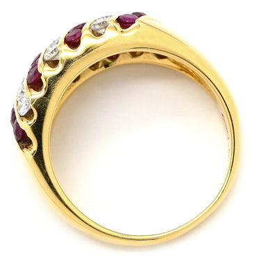 ゲインズボロウ GAINSBOROUGH レッド×イエローゴールド K18YG ルビー ダイヤモンド リング 指輪 赤 ゲインズボロー Au750 18K 18金 ルビー ダイヤ ストライプ 12号