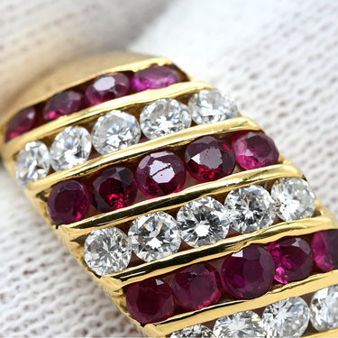 ゲインズボロウ GAINSBOROUGH レッド×イエローゴールド K18YG ルビー ダイヤモンド リング 指輪 赤 ゲインズボロー Au750 18K 18金 ルビー ダイヤ ストライプ 12号