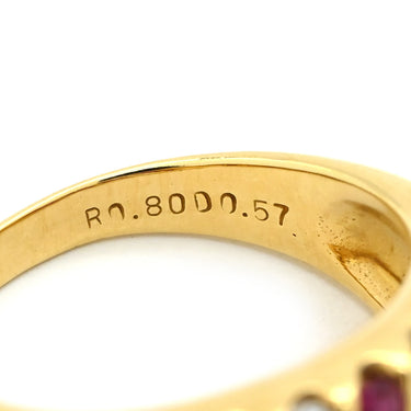 ゲインズボロウ GAINSBOROUGH レッド×イエローゴールド K18YG ルビー ダイヤモンド リング 指輪 赤 ゲインズボロー Au750 18K 18金 ルビー ダイヤ ストライプ 12号