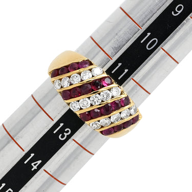 ゲインズボロウ GAINSBOROUGH レッド×イエローゴールド K18YG ルビー ダイヤモンド リング 指輪 赤 ゲインズボロー Au750 18K 18金 ルビー ダイヤ ストライプ 12号