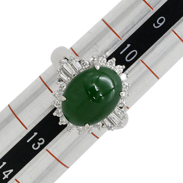 ノンブランド NON BRAND ヒスイ ダイヤリング プラチナシルバー Pt900 ヒスイ ダイヤモンド リング 指輪 翡翠 グリーン 11号