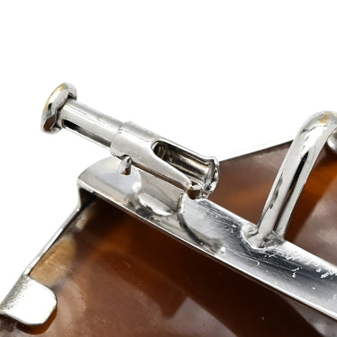 パトリシア パルラーティ PATORIZIA PARLATI カメオ ホワイトゴールド K18WG K14WG ブローチ 茶 白 彫刻 ペンダントトップ