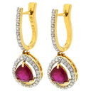 ノンブランド NON BRAND ルビー ダイヤ ピアス イエローゴールド×レッド K18YG ルビー ダイヤモンド ピアス 赤 レッド ダイヤモンド 18K Au750 18金 しずく ドロップ型