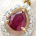 ノンブランド NON BRAND ルビー ダイヤ ピアス イエローゴールド×レッド K18YG ルビー ダイヤモンド ピアス 赤 レッド ダイヤモンド 18K Au750 18金 しずく ドロップ型