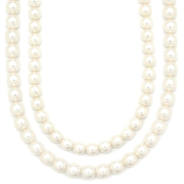 ノンブランド NON BRAND パール2連ネックレス パールホワイト×ホワイトゴールド K14WG パール ネックレス アコヤパール ホワイト 真珠