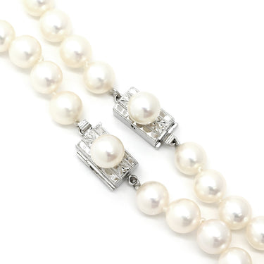 ノンブランド NON BRAND パール2連ネックレス パールホワイト×ホワイトゴールド K14WG パール ネックレス アコヤパール ホワイト 真珠