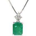 ノンブランド NON BRAND エメラルド ダイヤ ペンダント エメラルドグリーン×ホワイトゴールド K18WG エメラルド ダイヤモンド ネックレス Au750 18K 18金 緑 パヴェダイヤ スクエア ベネチアンチェーン