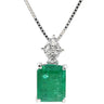 ノンブランド NON BRAND エメラルド ダイヤ ペンダント エメラルドグリーン×ホワイトゴールド K18WG エメラルド ダイヤモンド ネックレス Au750 18K 18金 緑 パヴェダイヤ スクエア ベネチアンチェーン