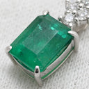 ノンブランド NON BRAND エメラルド ダイヤ ペンダント エメラルドグリーン×ホワイトゴールド K18WG エメラルド ダイヤモンド ネックレス Au750 18K 18金 緑 パヴェダイヤ スクエア ベネチアンチェーン