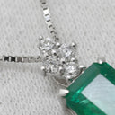 ノンブランド NON BRAND エメラルド ダイヤ ペンダント エメラルドグリーン×ホワイトゴールド K18WG エメラルド ダイヤモンド ネックレス Au750 18K 18金 緑 パヴェダイヤ スクエア ベネチアンチェーン