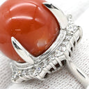 ノンブランド NON BRAND 珊瑚 ダイヤリング プラチナシルバー Pt900 珊瑚 リング 指輪 赤 サンゴ 10.5号