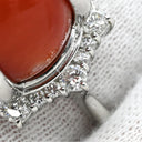 ノンブランド NON BRAND 珊瑚 ダイヤリング プラチナシルバー Pt900 珊瑚 リング 指輪 赤 サンゴ 10.5号