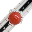 ノンブランド NON BRAND 珊瑚 ダイヤリング プラチナシルバー Pt900 珊瑚 リング 指輪 赤 サンゴ 10.5号