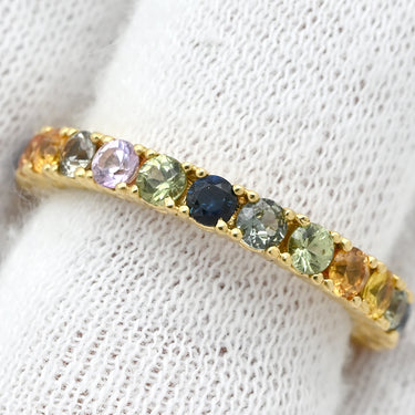 ノンブランド NON BRAND マルチカラーサファイア リング イエローゴールド K18YG サファイア リング 指輪 Au750 18K 18金 11.5号