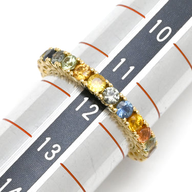 ノンブランド NON BRAND マルチカラーサファイア リング イエローゴールド K18YG サファイア リング 指輪 Au750 18K 18金 11.5号