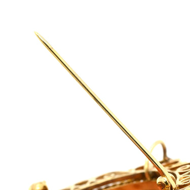 ノンブランド NON BRAND カメオ イエローゴールド×パールホワイト K14YG 珊瑚（コーラル） ブローチ 肖像 彫刻 小粒パール×珊瑚 ペンダントトップ