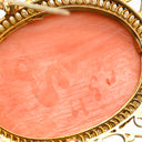 ノンブランド NON BRAND カメオ イエローゴールド×パールホワイト K14YG 珊瑚（コーラル） ブローチ 肖像 彫刻 小粒パール×珊瑚 ペンダントトップ