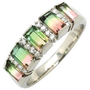 ノンブランド NON BRAND バイカラートルマリン ダイヤリング プラチナシルバー×ピンク×グリーン Pt900 ダイヤモンド バイカラートルマリン リング 指輪 ウォーターメロントルマリン 14号