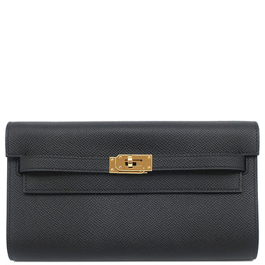 エルメス HERMES ケリーウォレット ロング トゥーゴー ブラック ヴォーエプソン 長財布 ゴールド金具 黒 ショルダー