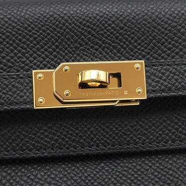 エルメス HERMES ケリーウォレット ロング トゥーゴー ブラック ヴォーエプソン 長財布 ゴールド金具 黒 ショルダー