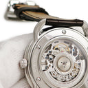 腕時計 エルメス HERMES アルソー スケルトン AR6.710 自動巻き メンズ ブラウン 茶 アラビア 青針 シースルー