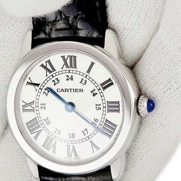 腕時計 カルティエ Cartier ロンド ソロ ドゥ カルティエ SM W6700155 クオーツ レディース ローマン 青針