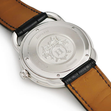 腕時計 エルメス HERMES アルソー GM AR7Q.810 クオーツ メンズ ブルー アラビア ラウンド デイト