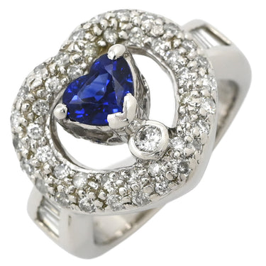 ノンブランド NON BRAND ブルーサファイア ダイヤリング プラチナシルバー Pt900 サファイア ダイヤモンド リング 指輪 青 ハート 7.5号