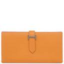 エルメス HERMES ベアンスフレ ヴェルソ アプリコット×ローズアザレ ヴォーエプソン 長財布 シルバー金具 ピンク バイカラー 二つ折財布