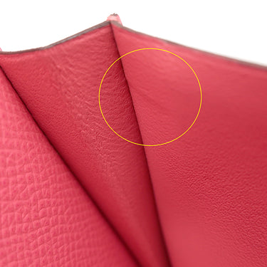 エルメス HERMES ベアンスフレ ヴェルソ アプリコット×ローズアザレ ヴォーエプソン 長財布 シルバー金具 ピンク バイカラー 二つ折財布