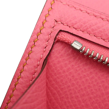 エルメス HERMES ベアンスフレ ヴェルソ アプリコット×ローズアザレ ヴォーエプソン 長財布 シルバー金具 ピンク バイカラー 二つ折財布